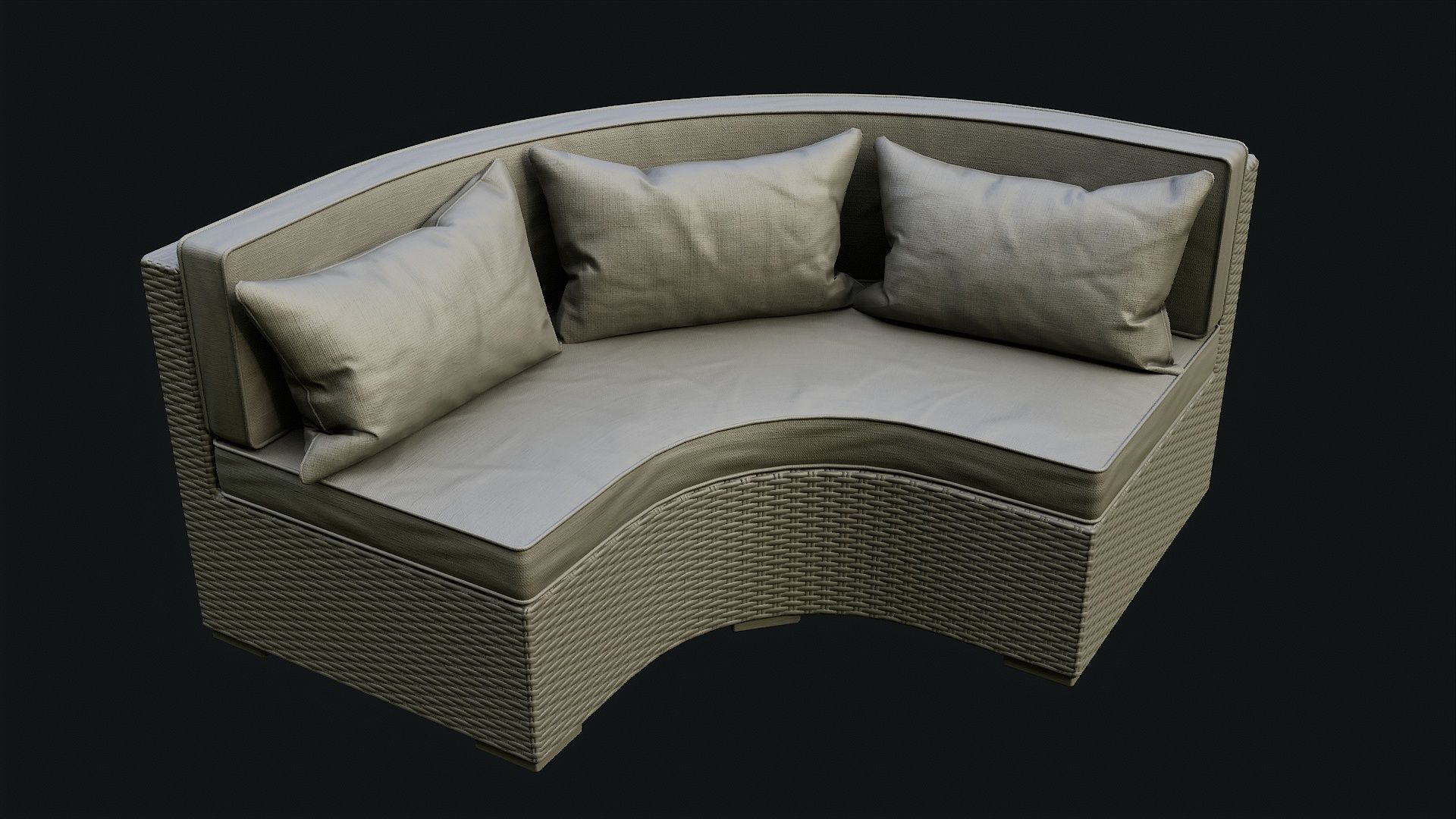 Low Poly PBR Rattan Sofa - Brown Low-poly 3D model_36