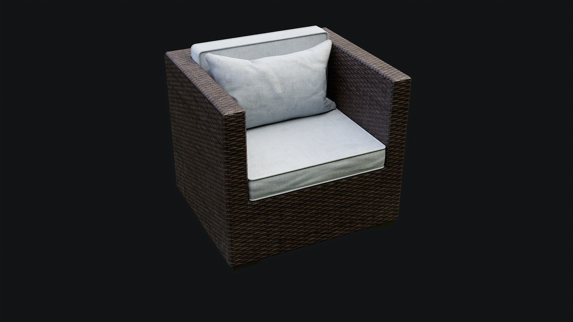 Low Poly PBR Rattan Sofa - Brown Low-poly 3D model_14