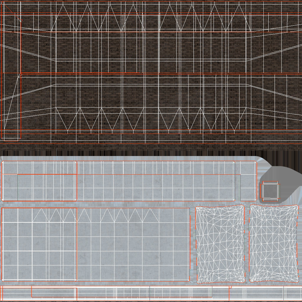 Low Poly PBR Rattan Sofa - Brown Low-poly 3D model_38