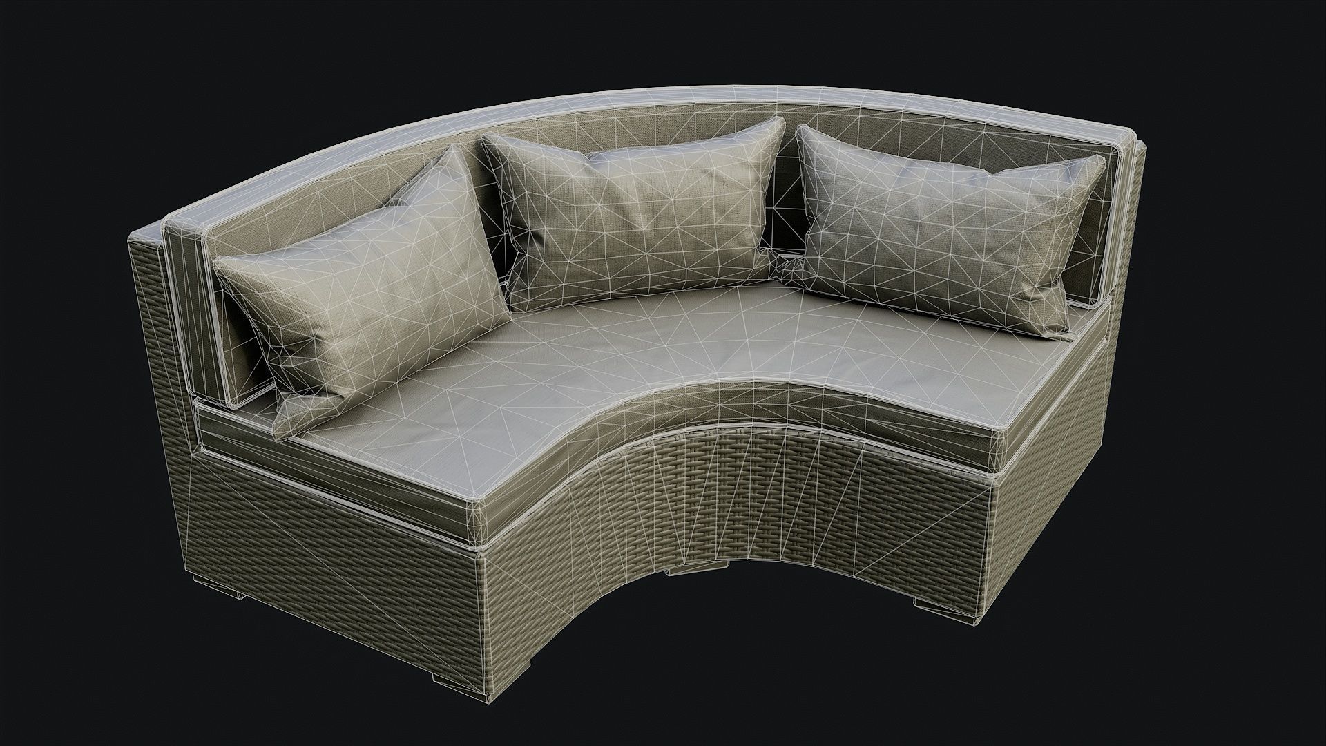Low Poly PBR Rattan Sofa - Brown Low-poly 3D model_37