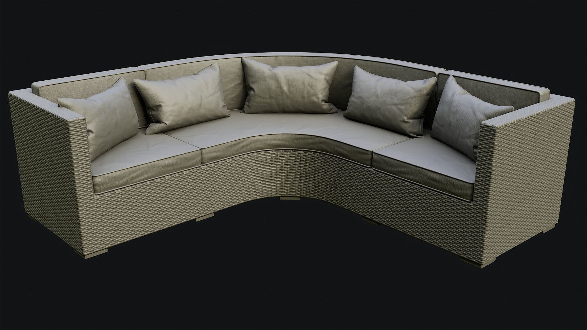 Low Poly PBR Rattan Sofa - Brown Low-poly 3D model_30
