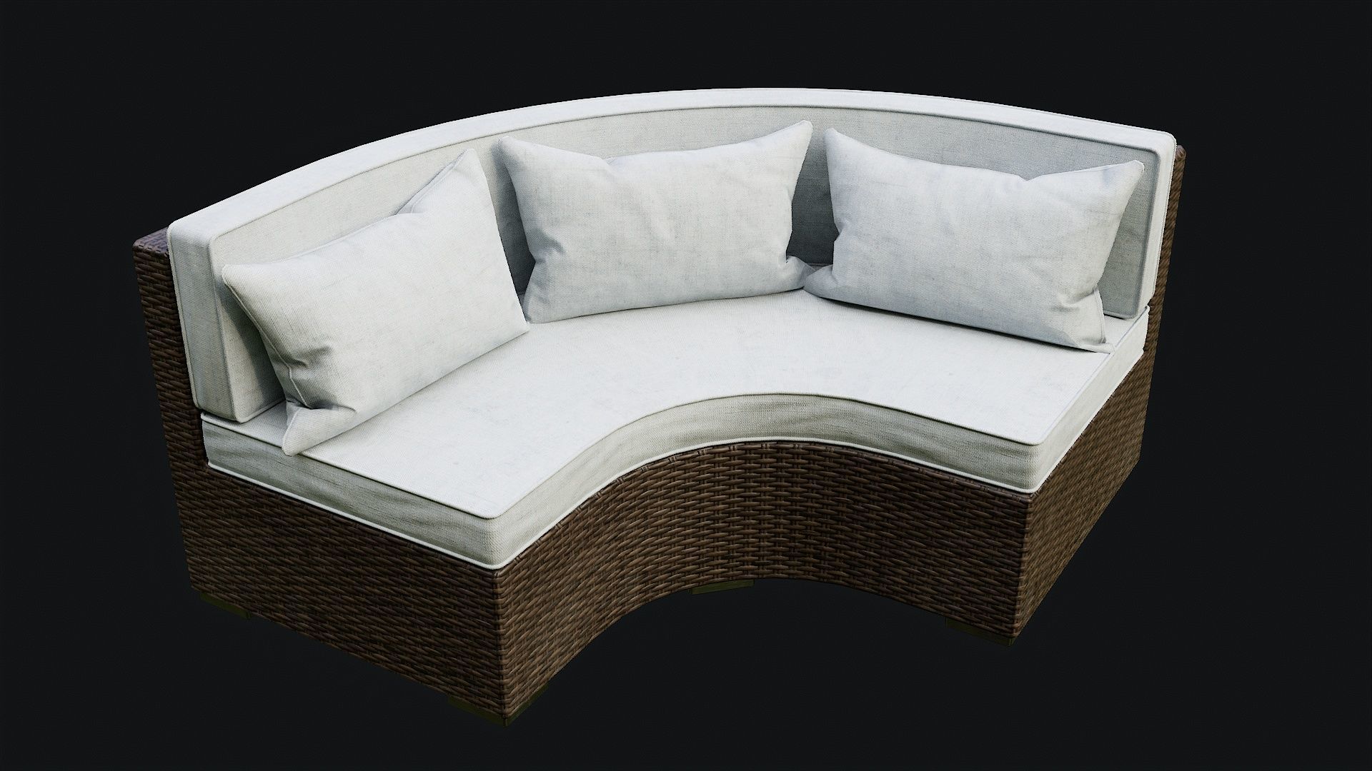Low Poly PBR Rattan Sofa - Brown Low-poly 3D model_35