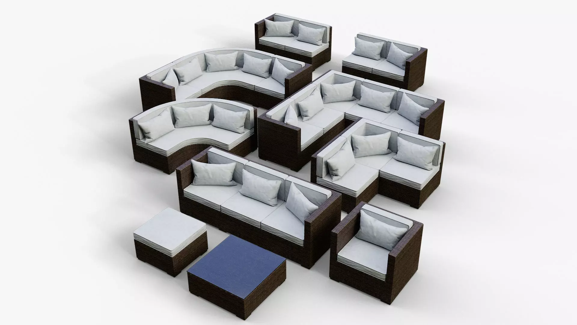 Low Poly PBR Rattan Sofa - Brown Low-poly 3D model_0