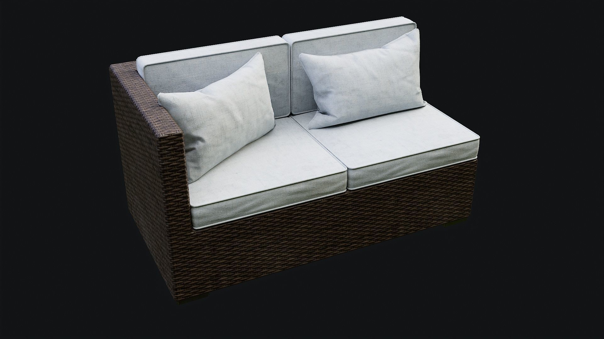 Low Poly PBR Rattan Sofa - Brown Low-poly 3D model_23