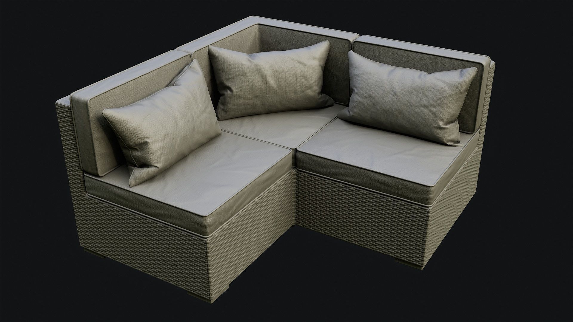 Low Poly PBR Rattan Sofa - Brown Low-poly 3D model_33