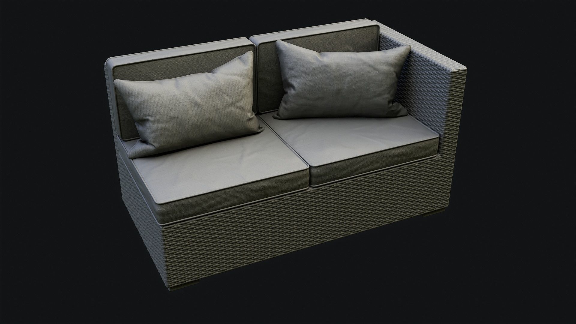 Low Poly PBR Rattan Sofa - Brown Low-poly 3D model_21