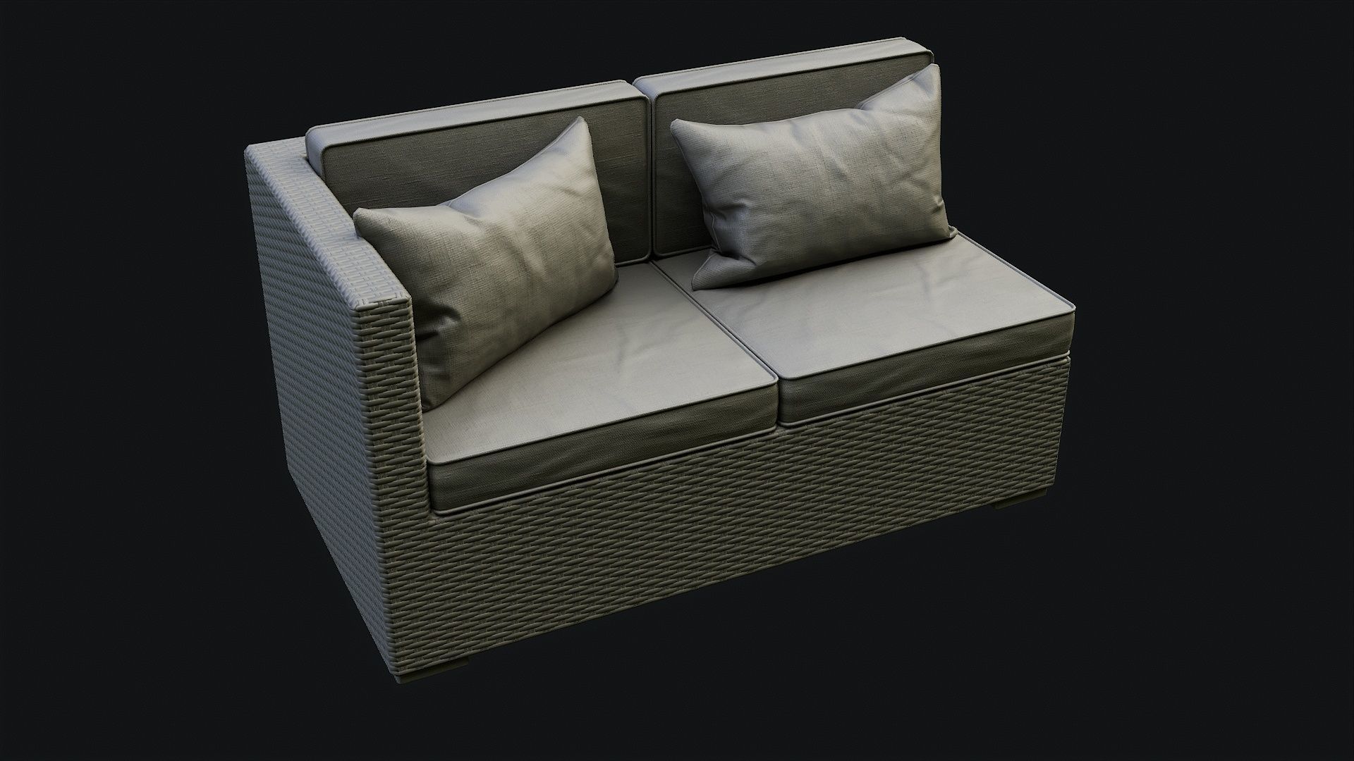 Low Poly PBR Rattan Sofa - Brown Low-poly 3D model_24