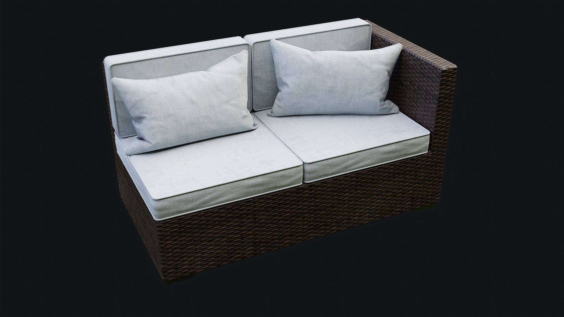 Low Poly PBR Rattan Sofa - Brown Low-poly 3D model_20