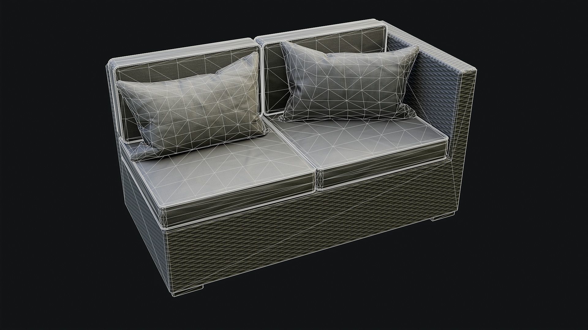 Low Poly PBR Rattan Sofa - Brown Low-poly 3D model_22