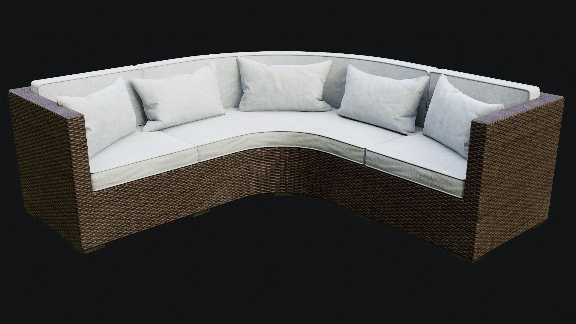 Low Poly PBR Rattan Sofa - Brown Low-poly 3D model_29