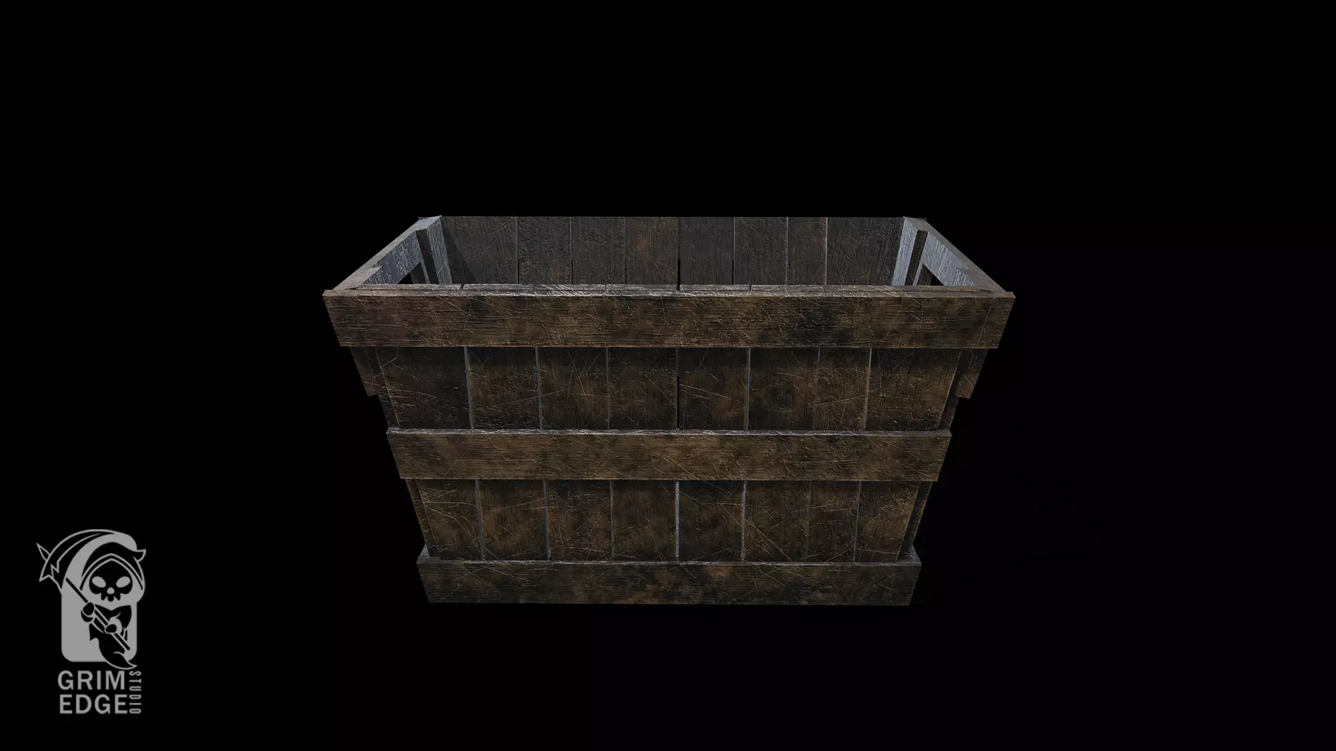 Wooden Basket Low-poly 3D model
