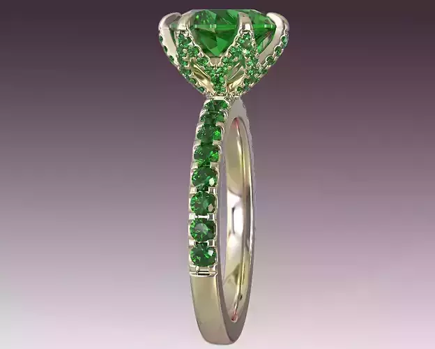 Ring Engagement 6 Prongs Pave