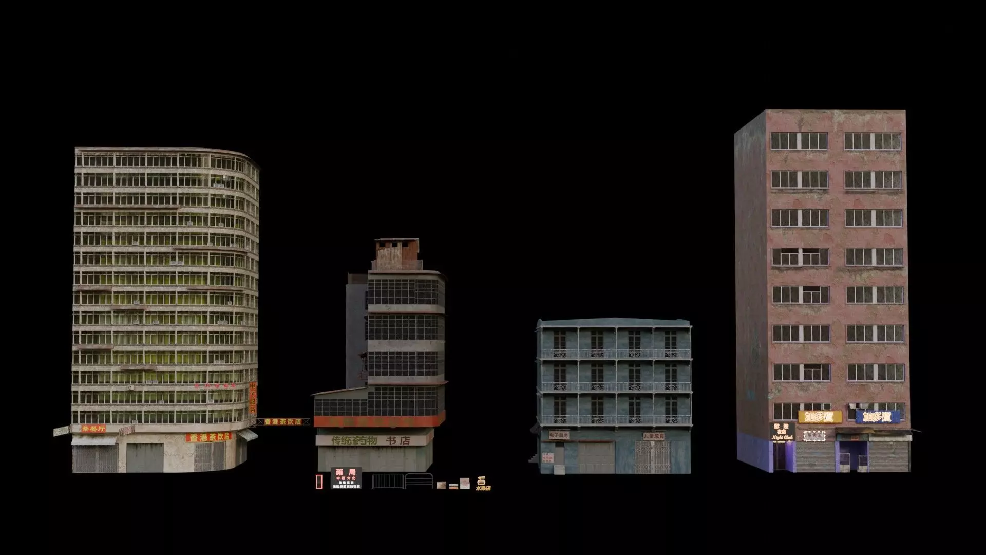 Building pack Include city example 3D model_0
