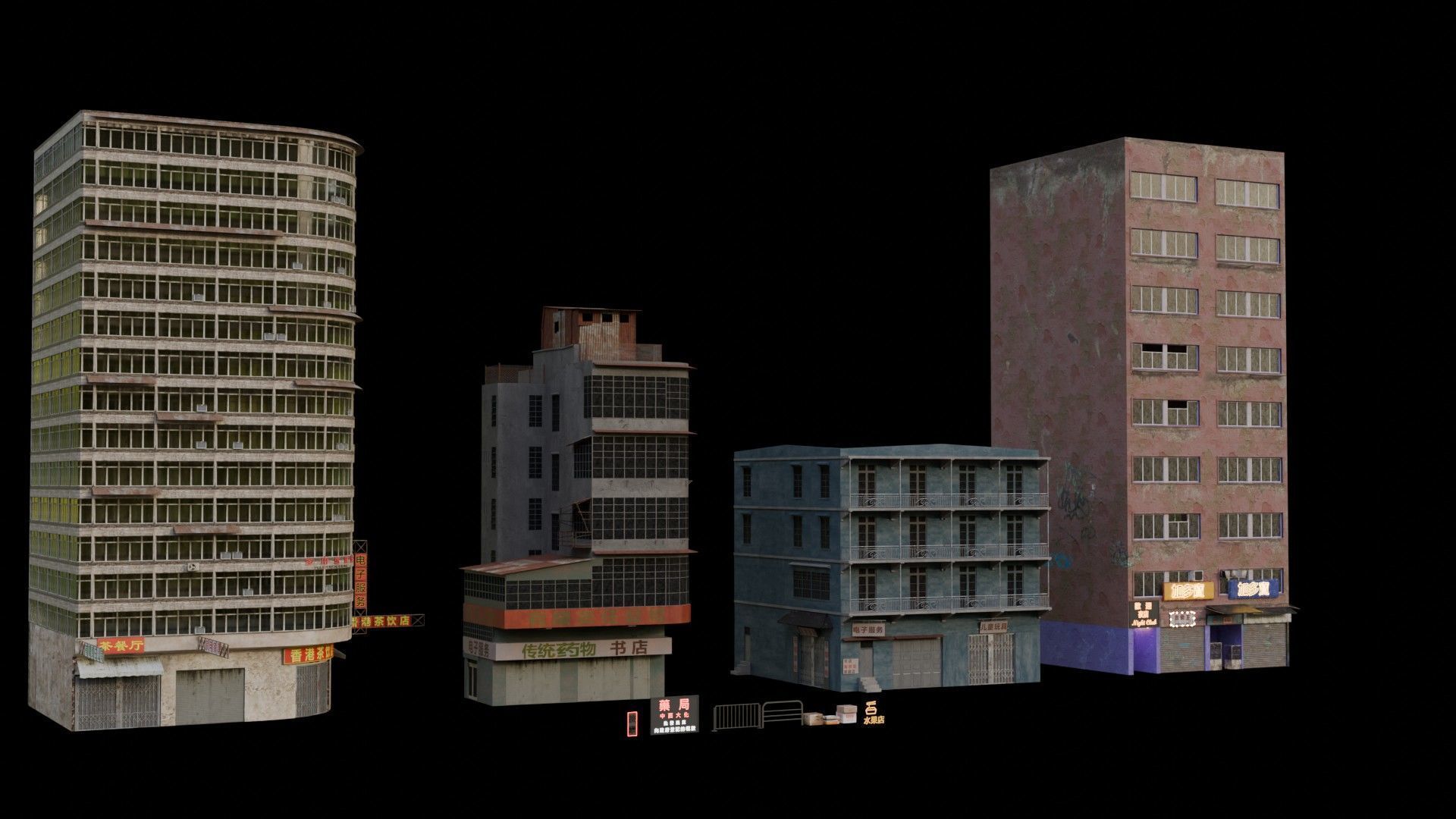 Building pack Include city example 3D model_1