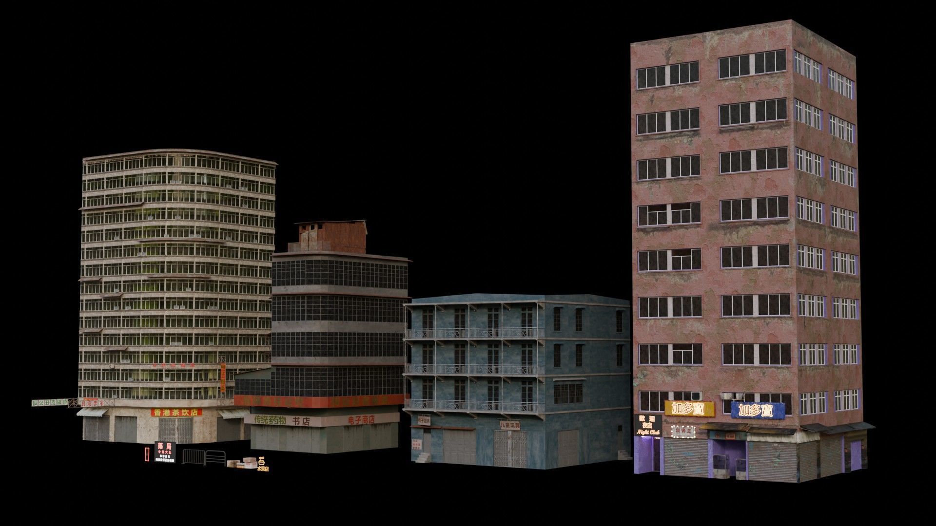 Building pack Include city example 3D model_3