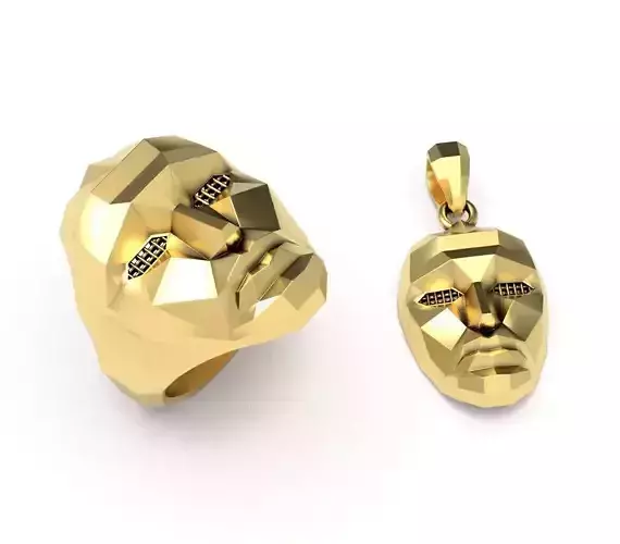Face Mask ring and pendant 3D print model
