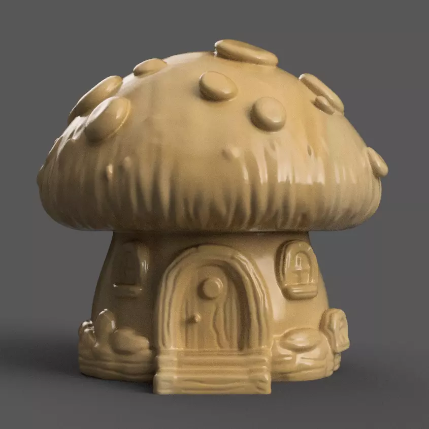 Cute Mushroom House Design Perfect for Desk or Table 3D print model_0