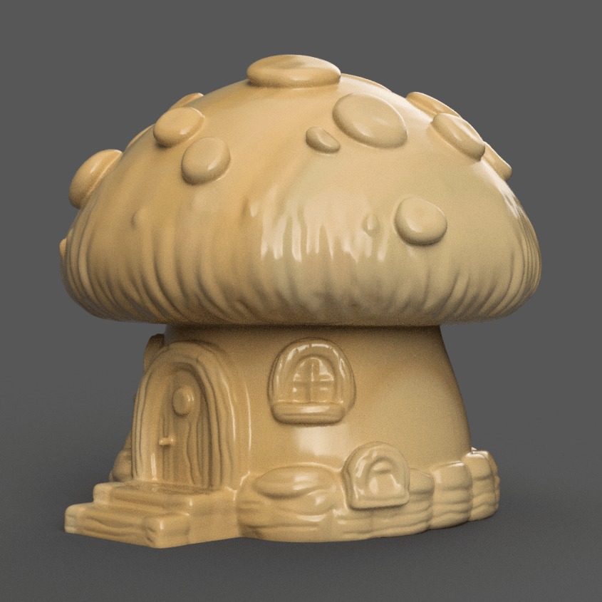 Cute Mushroom House Design Perfect for Desk or Table 3D print model_1