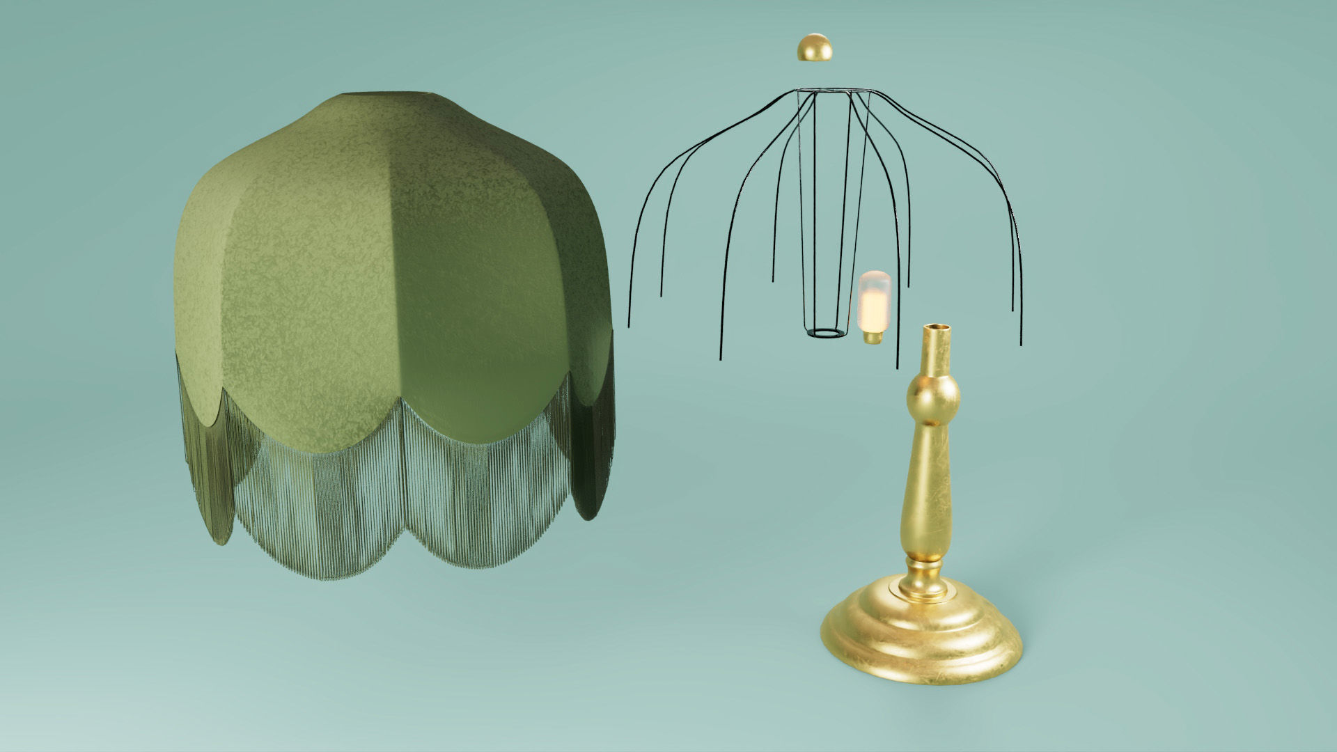 70s Tassel Lamp 3D model_3