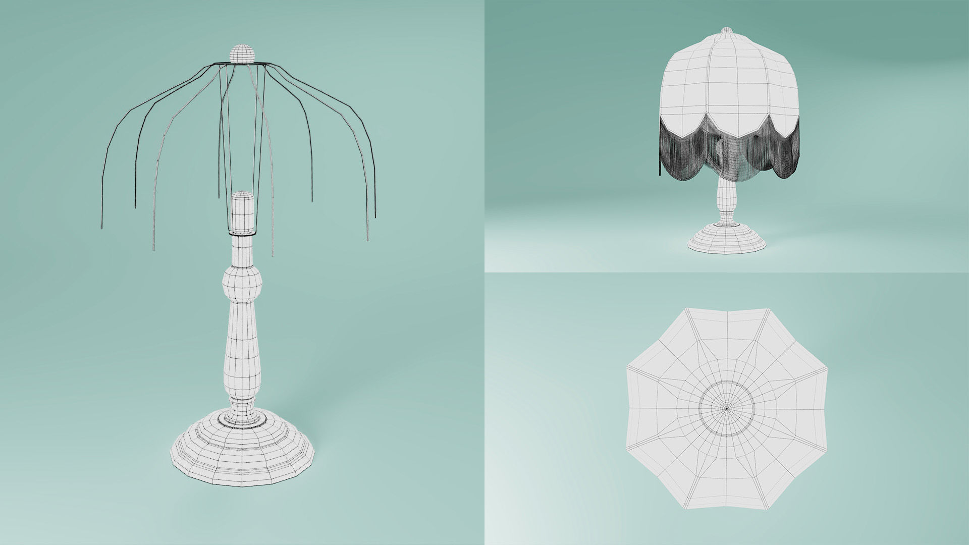 70s Tassel Lamp 3D model_2