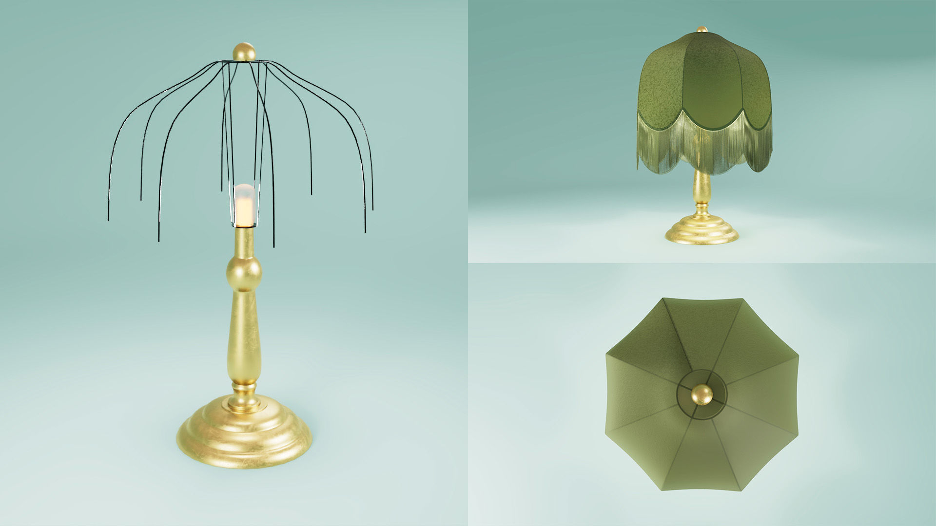70s Tassel Lamp 3D model_1