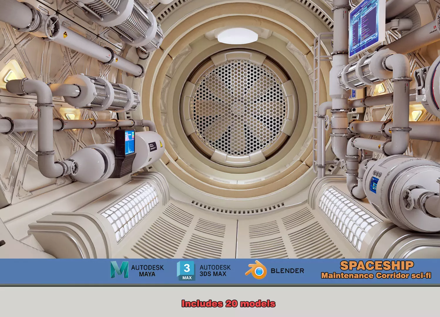 Spaceship Maintenance Corridor  3D model_0