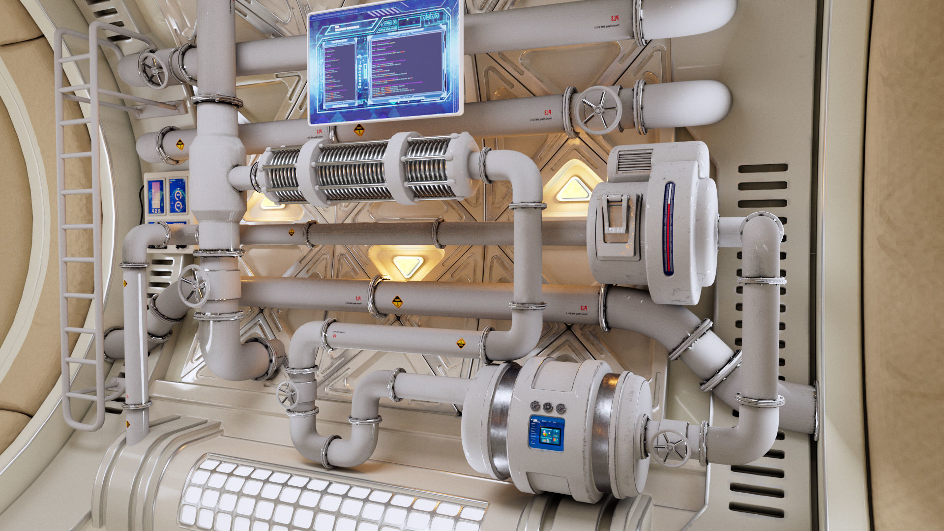 Spaceship Maintenance Corridor  3D model_1