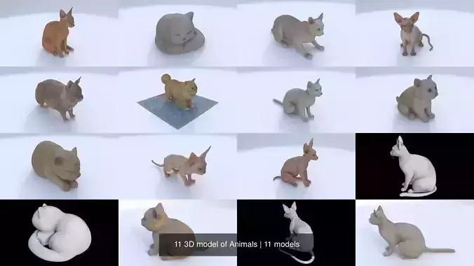 11 3D model of cats