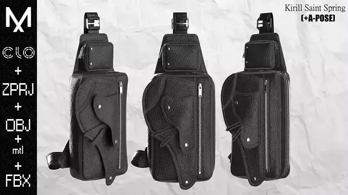 New Leather Bag Marvelous designer Clo3d OBJ mtl FBX ZPRJ