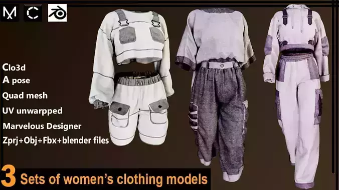 3 Sets of womens clothing models 3D model