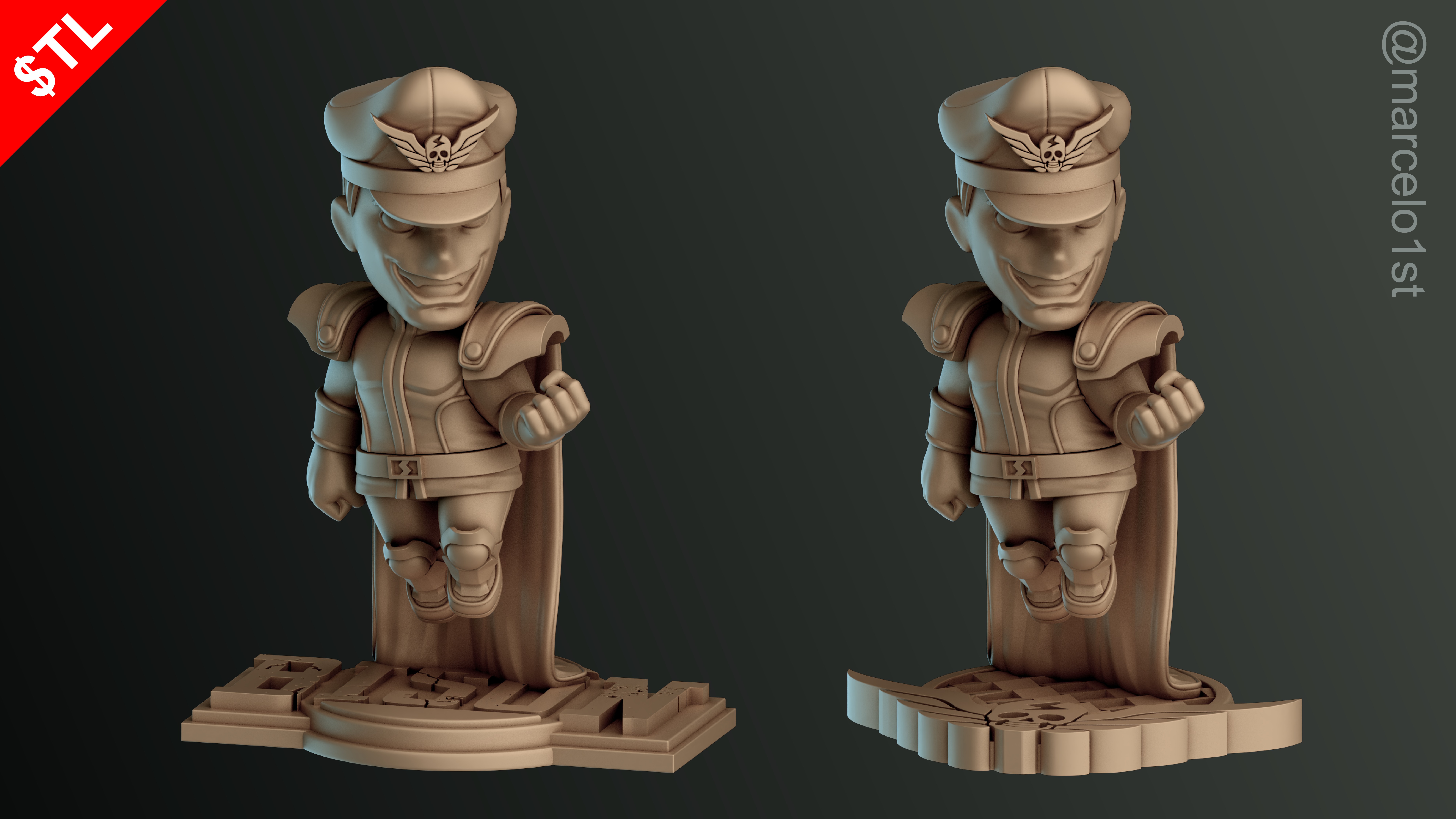 CUTE Street Fighter 2 - M Bison 3D Model - Printable STL File 3D print model_11