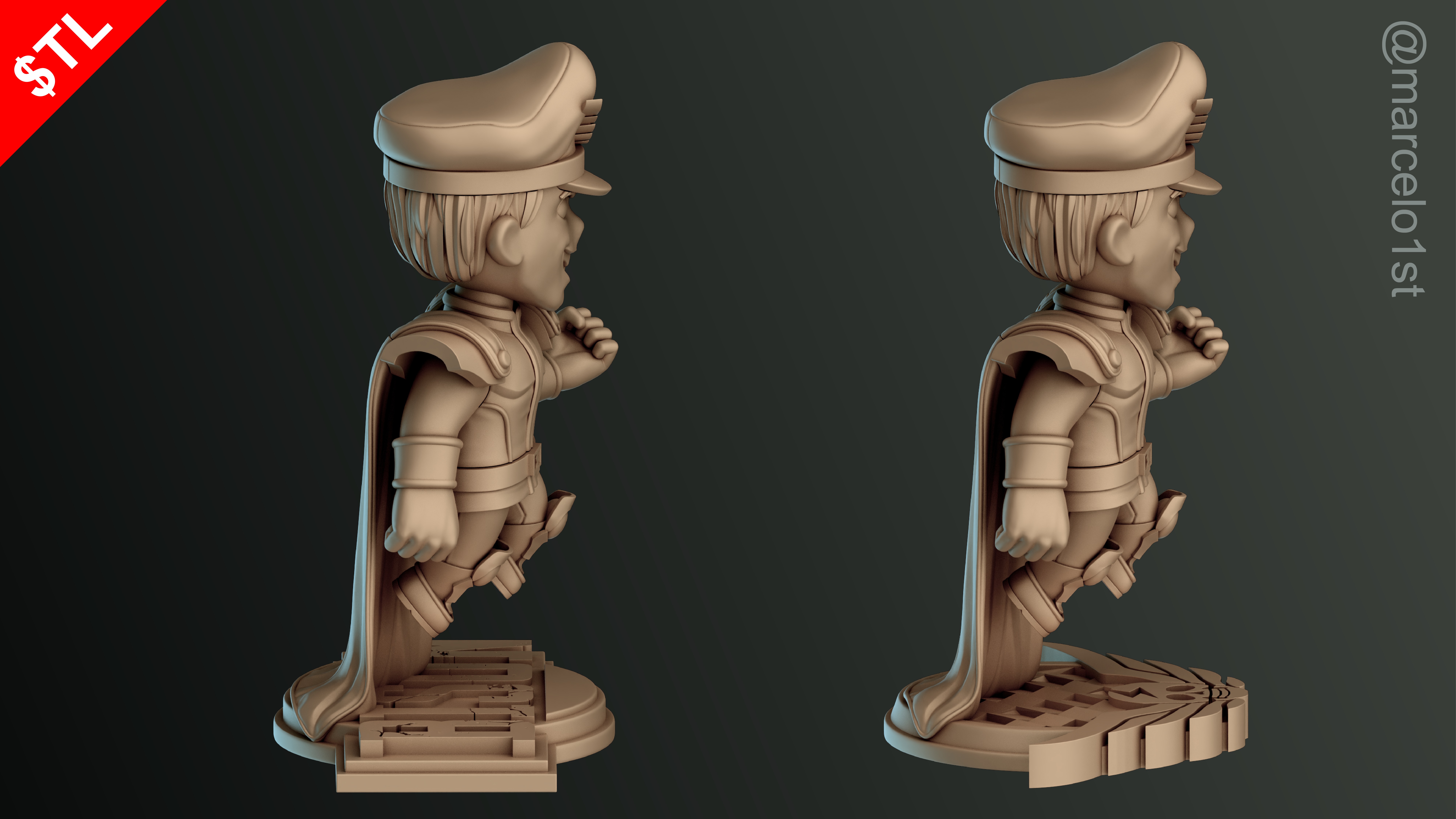 CUTE Street Fighter 2 - M Bison 3D Model - Printable STL File 3D print model_32