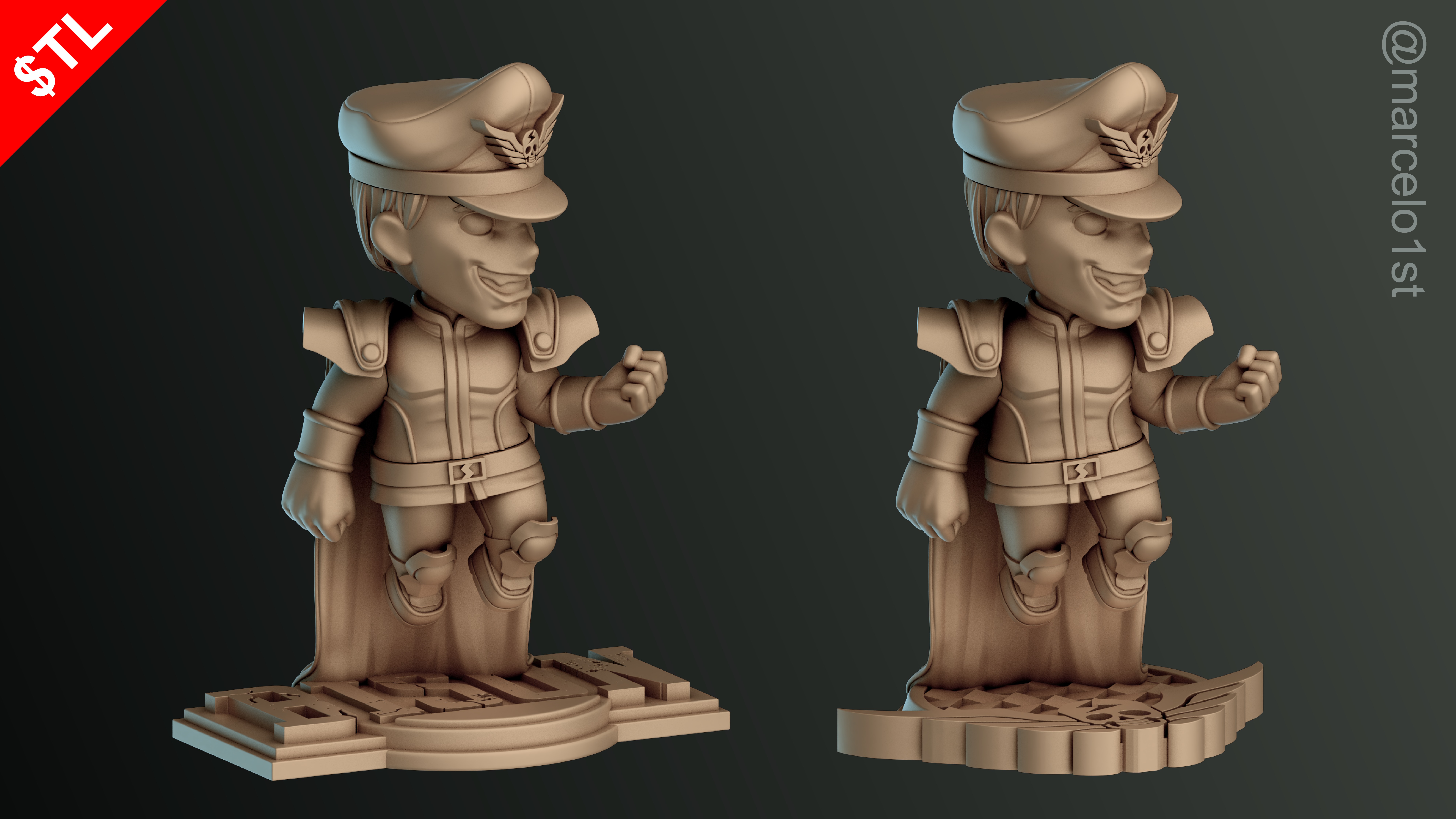 CUTE Street Fighter 2 - M Bison 3D Model - Printable STL File 3D print model_38
