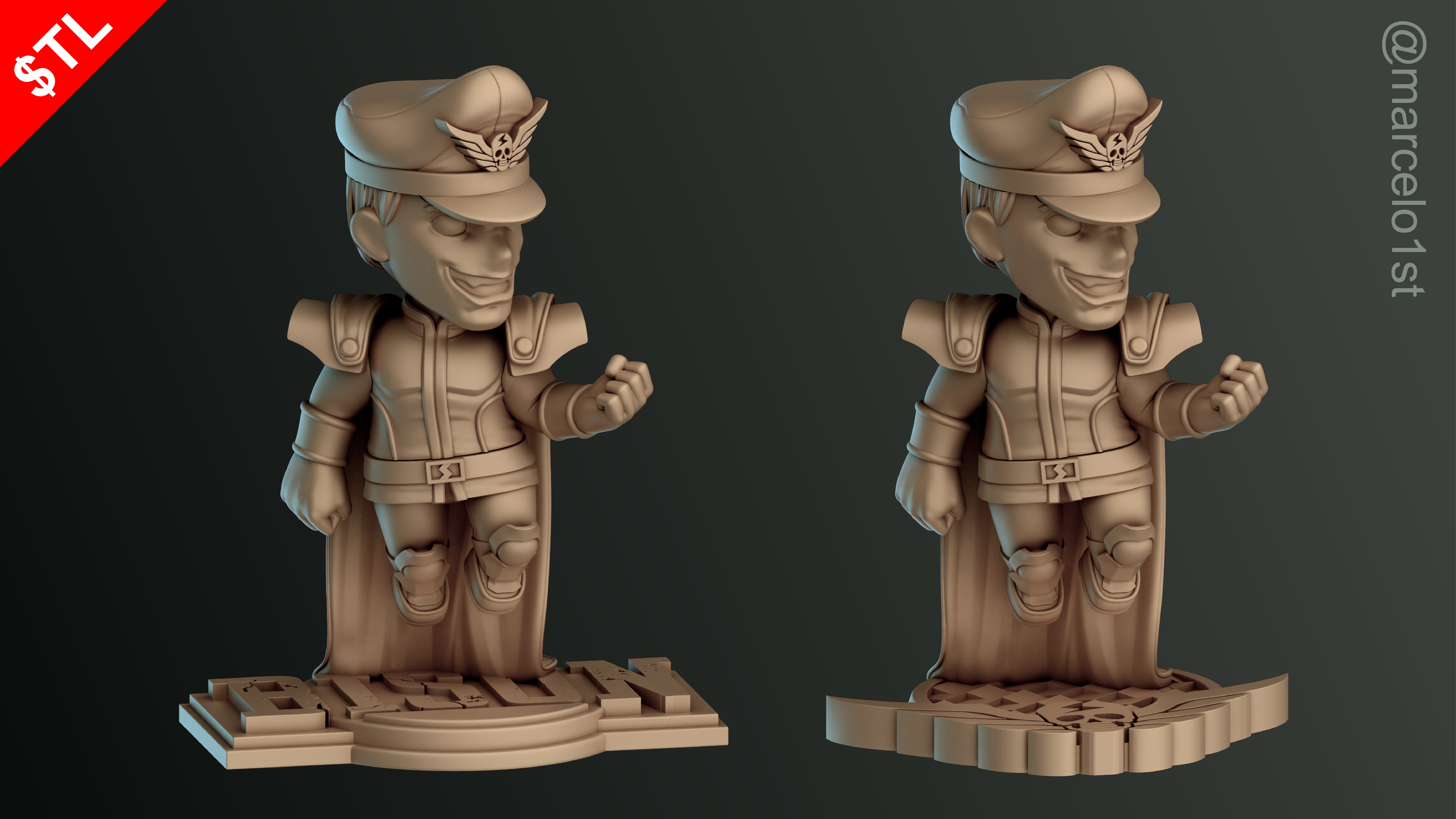CUTE Street Fighter 2 - M Bison 3D Model - Printable STL File 3D print model_40