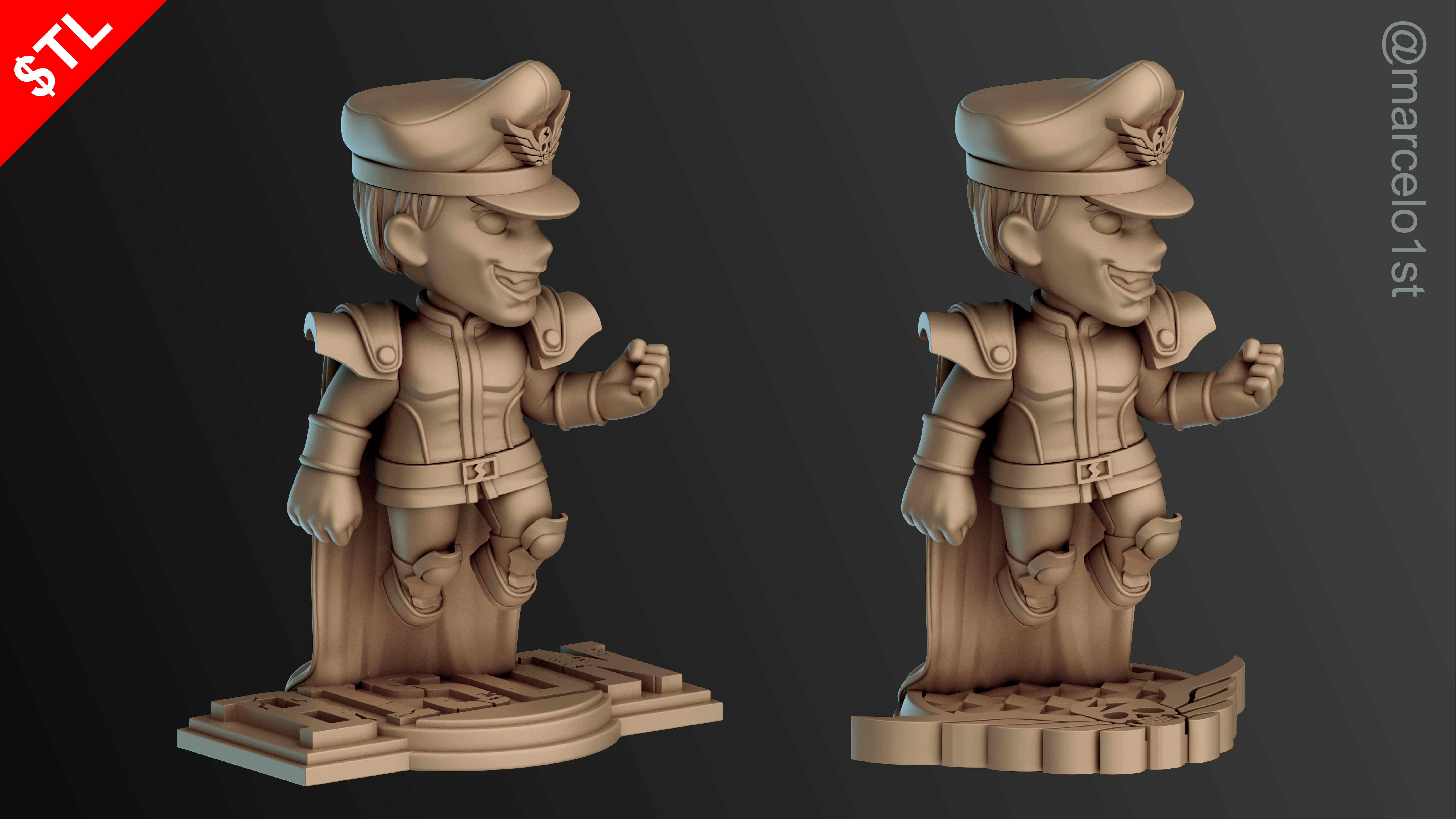 CUTE Street Fighter 2 - M Bison 3D Model - Printable STL File 3D print model_37