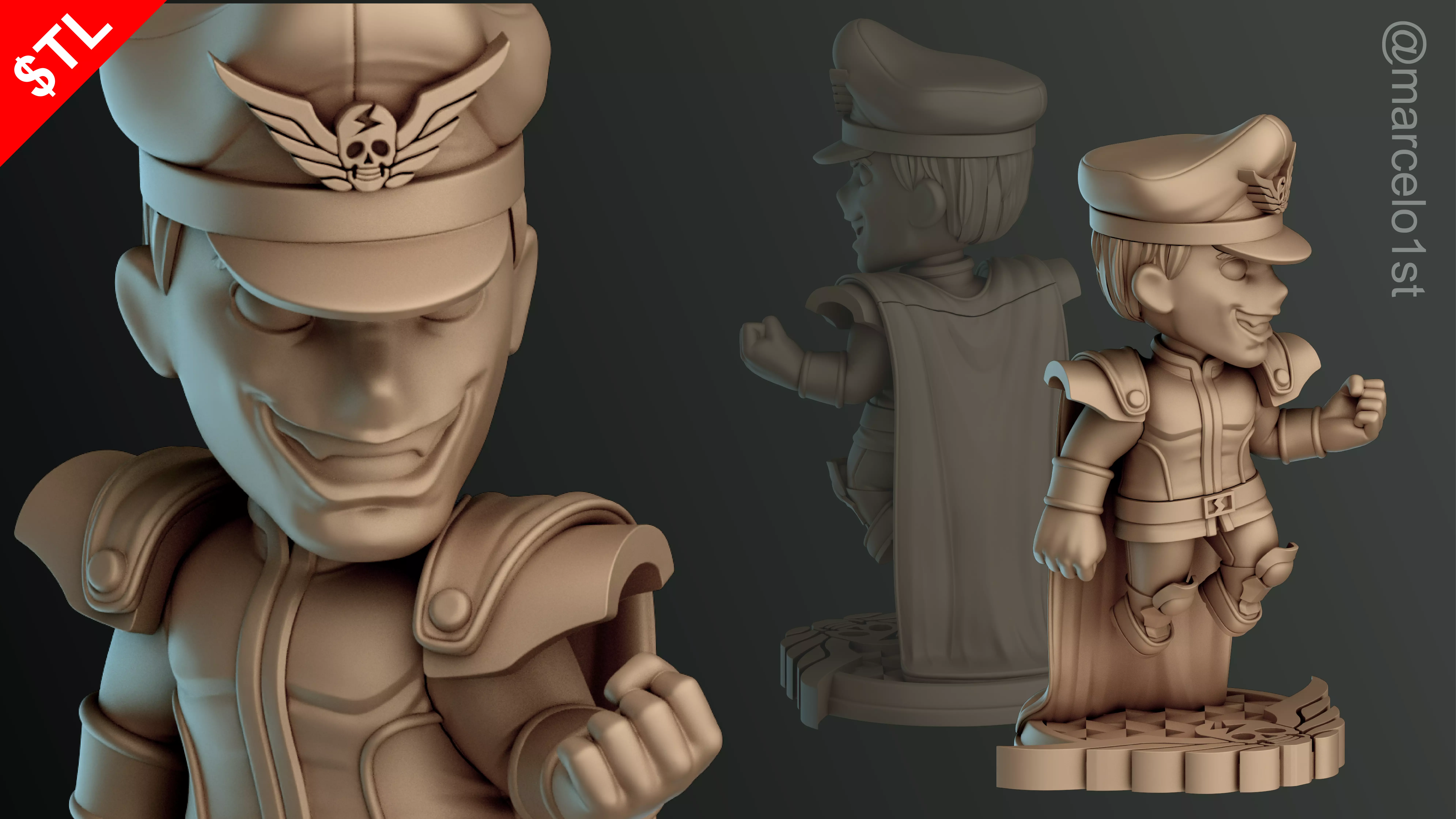 CUTE Street Fighter 2 - M Bison 3D Model - Printable STL File 3D print model_0
