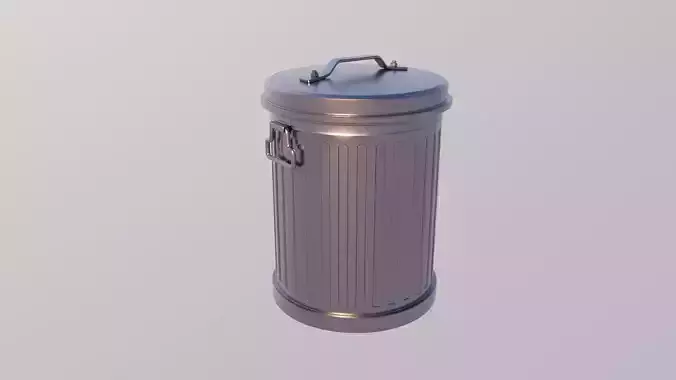 Old garbage bin Low-poly 3D model