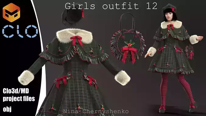 Girls outfit 12 - Marvelous Designer project and OBJ