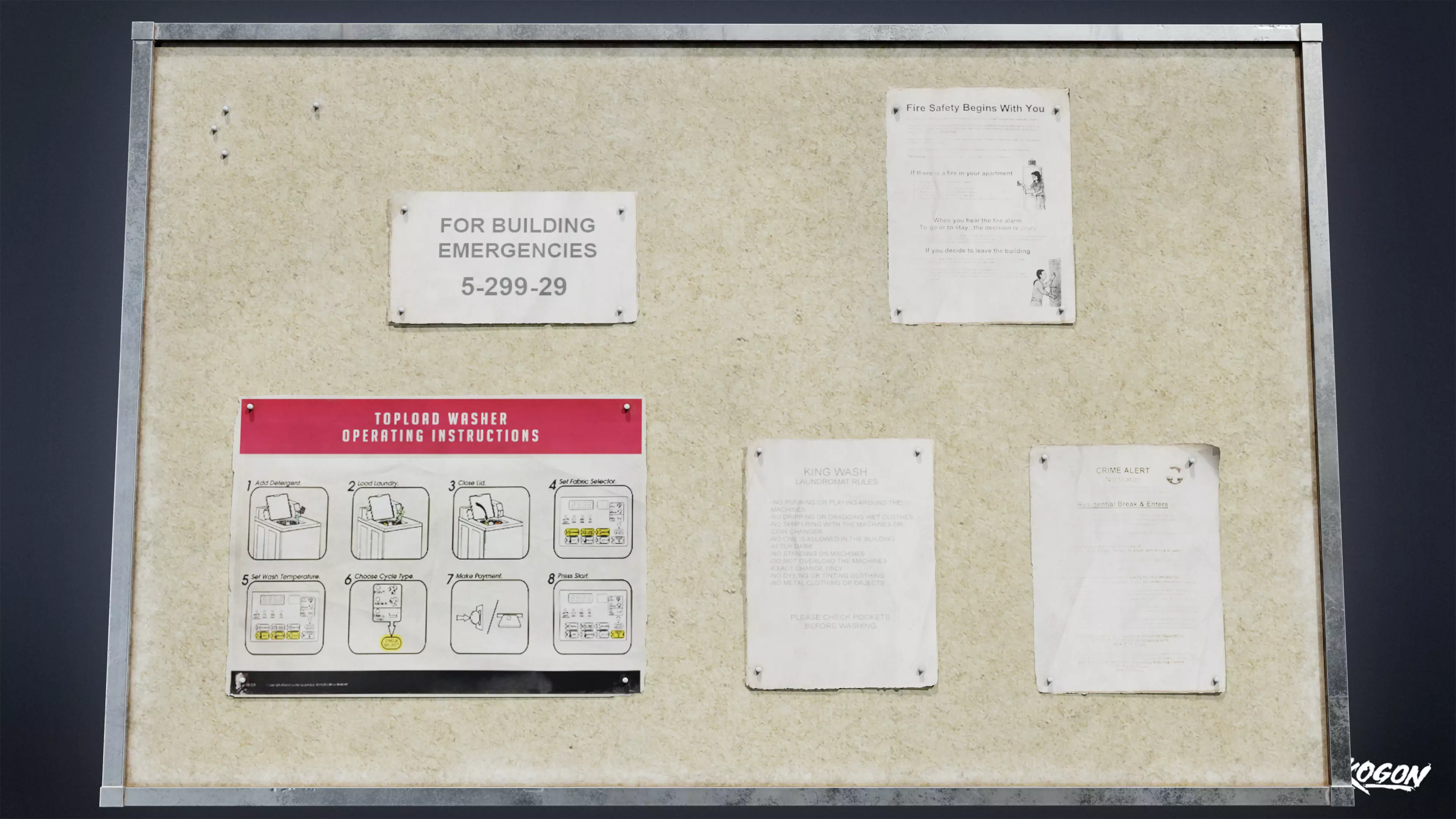 LAUNDROMAT - Board Wall 02 - LOW POLY AND NANITE Low-poly 3D model_0