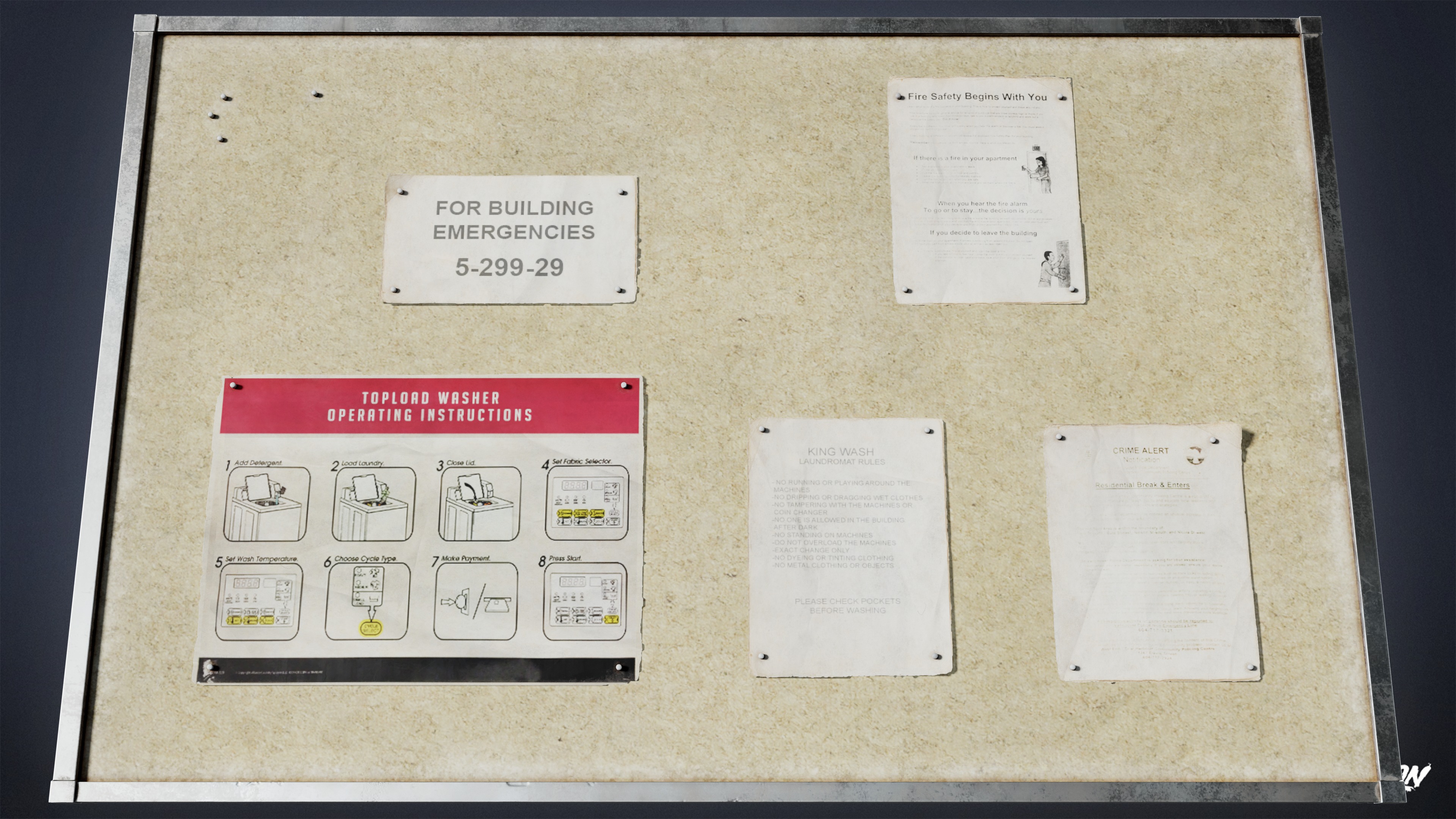 LAUNDROMAT - Board Wall 02 - LOW POLY AND NANITE Low-poly 3D model_5