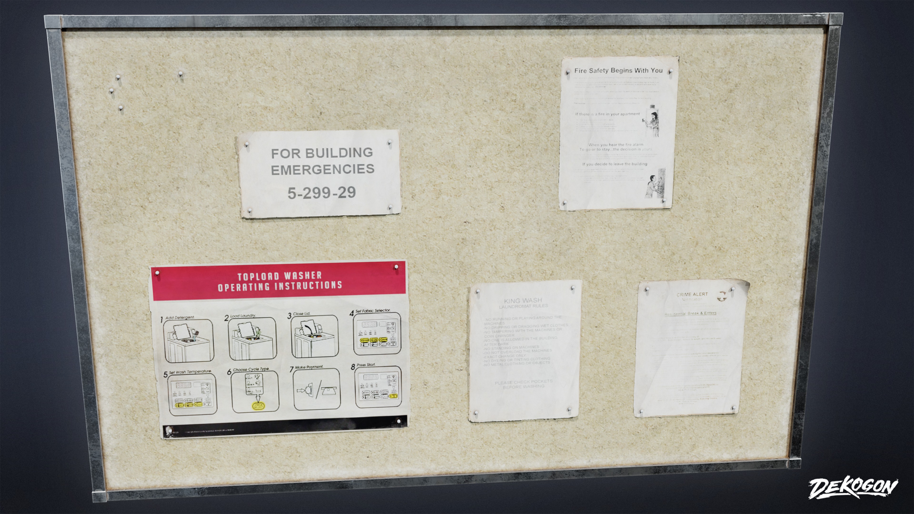 LAUNDROMAT - Board Wall 02 - LOW POLY AND NANITE Low-poly 3D model_4