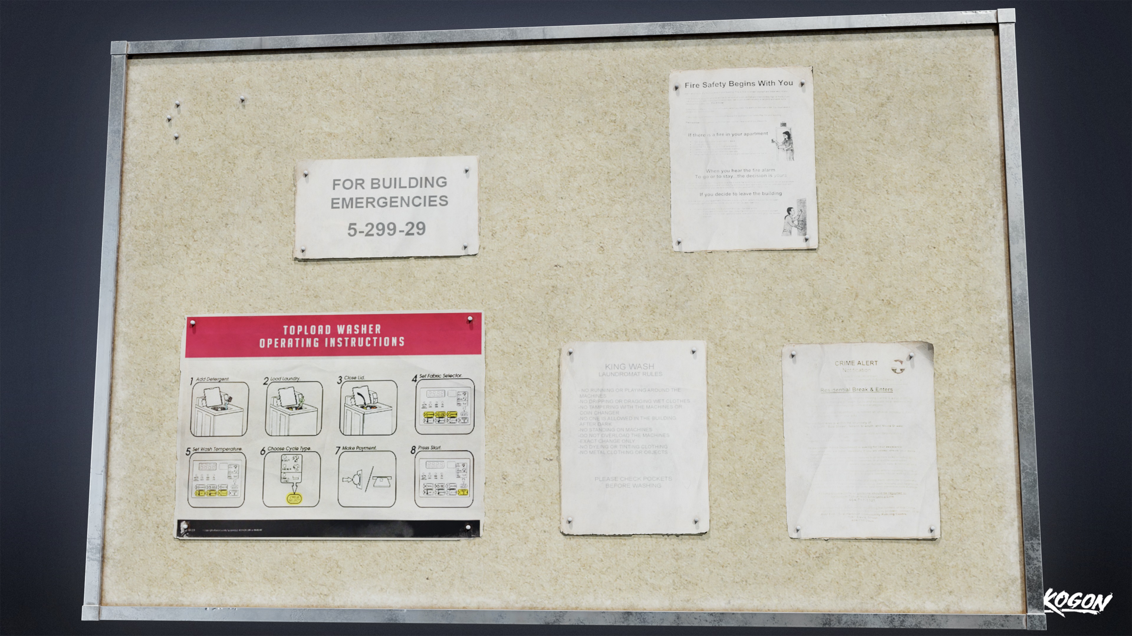 LAUNDROMAT - Board Wall 02 - LOW POLY AND NANITE Low-poly 3D model_1