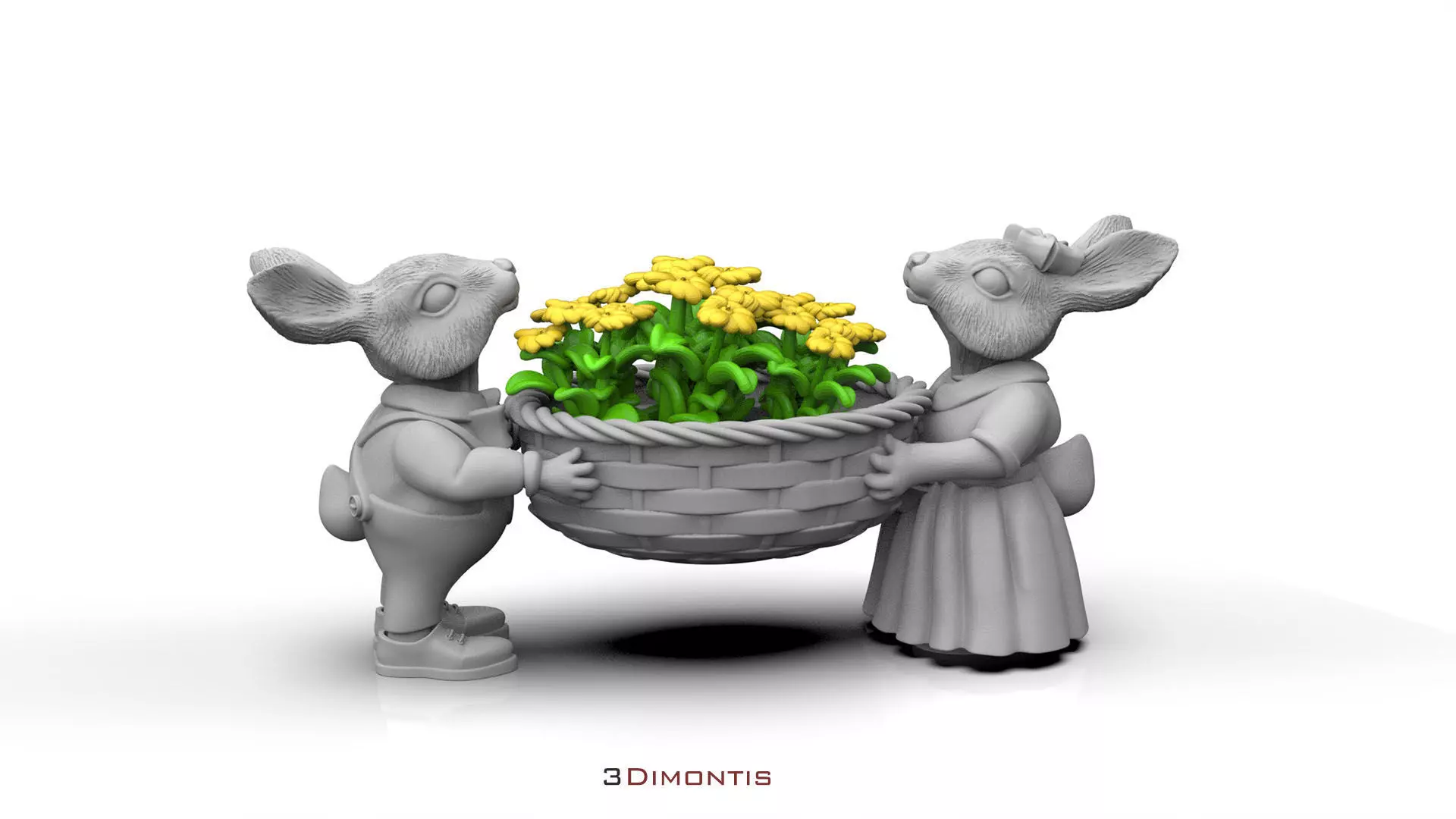 garden rabbits 3D print model_0
