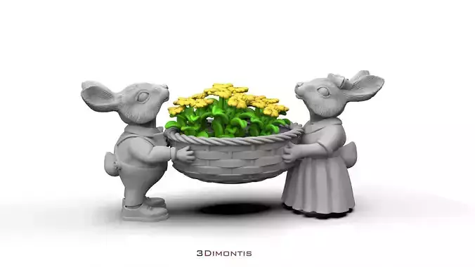 garden rabbits 3D print model