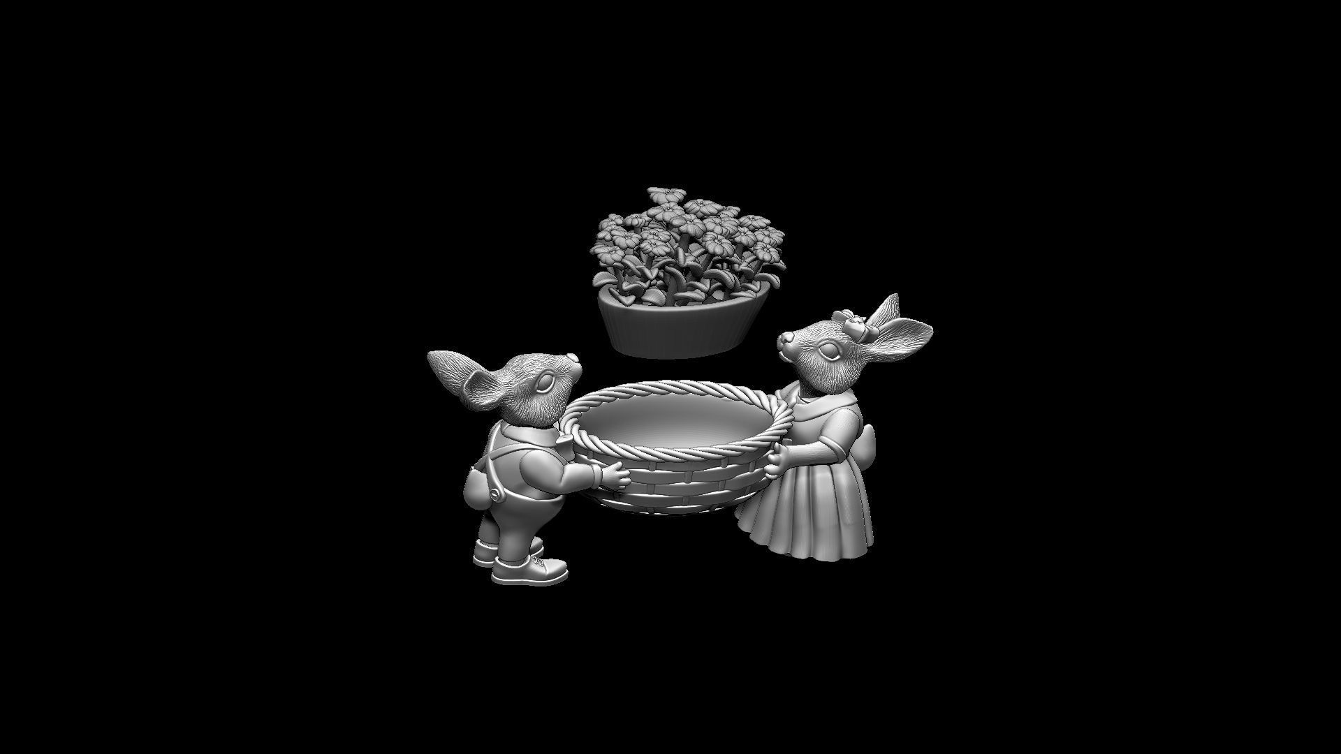 garden rabbits 3D print model_5
