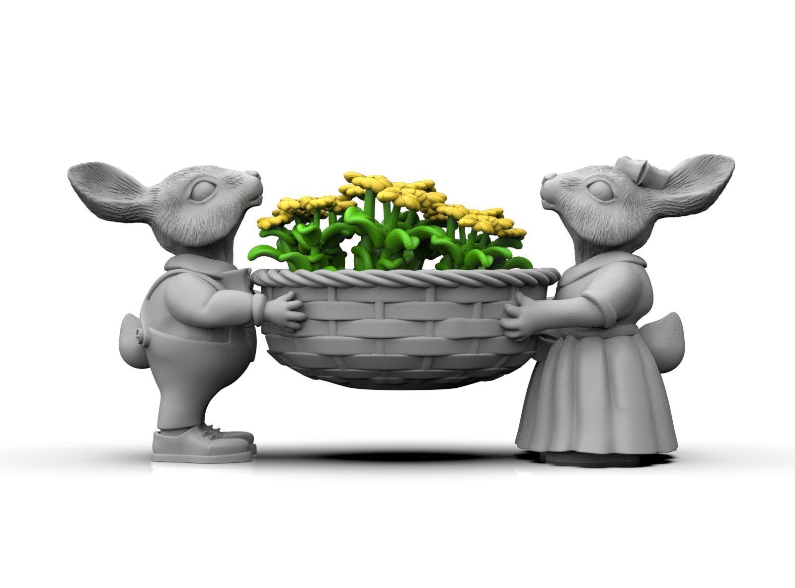 garden rabbits 3D print model_23