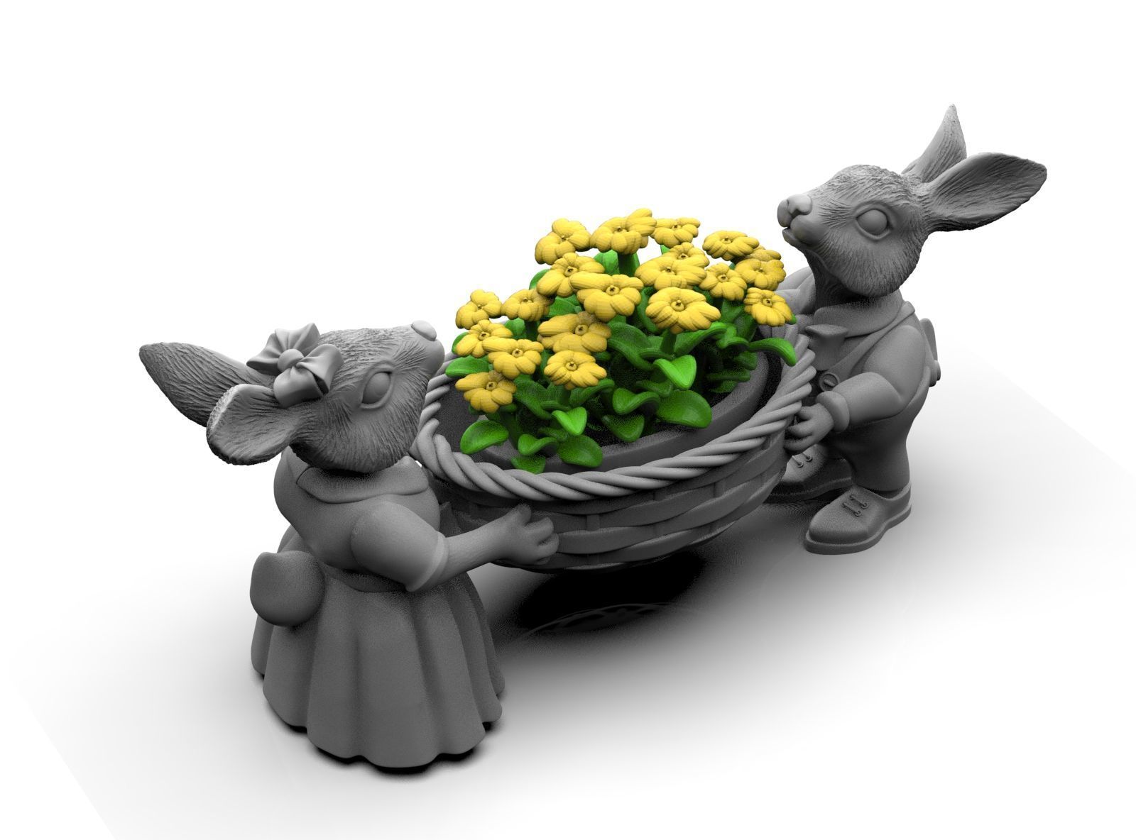 garden rabbits 3D print model_2
