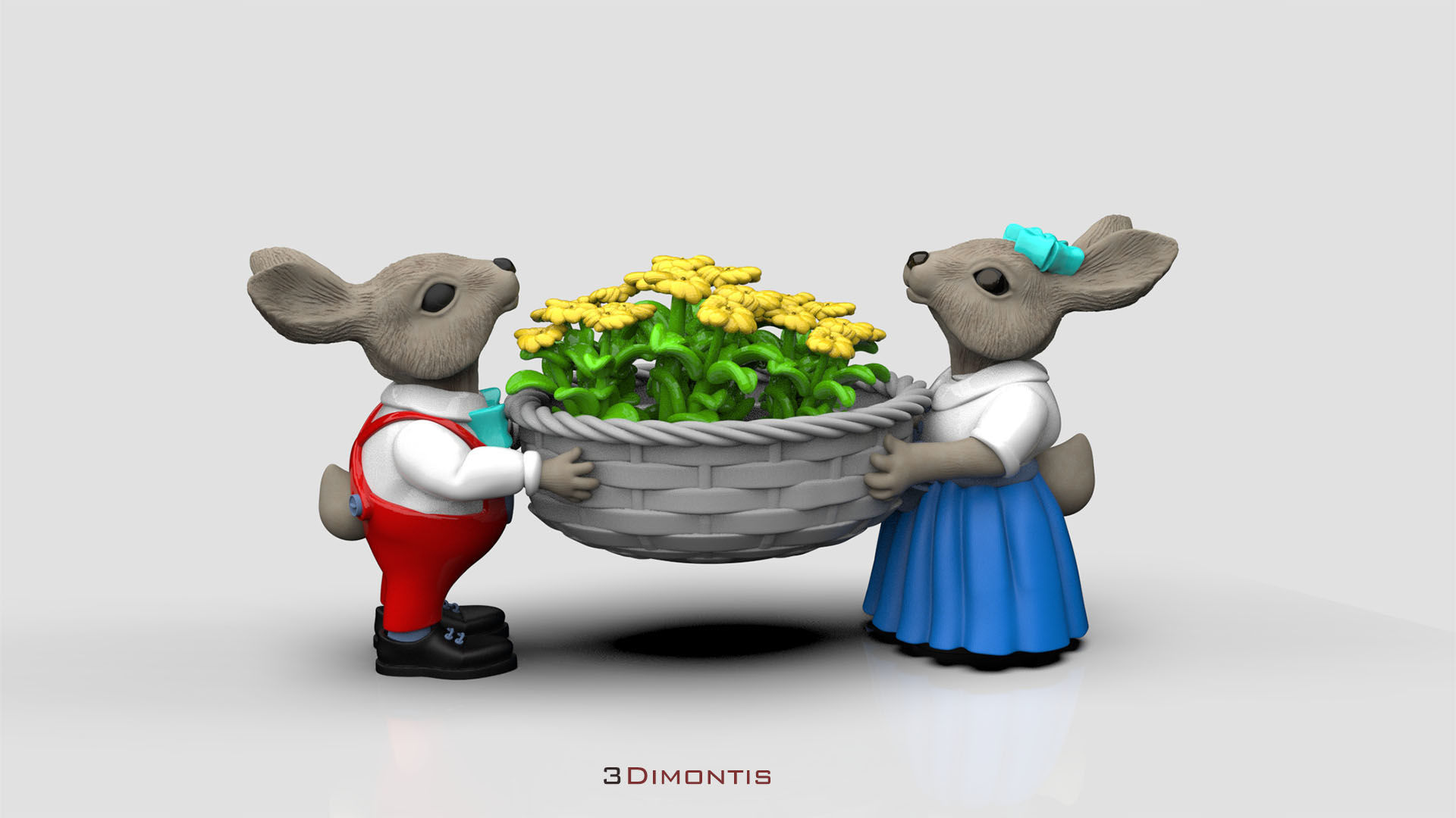 garden rabbits 3D print model_1