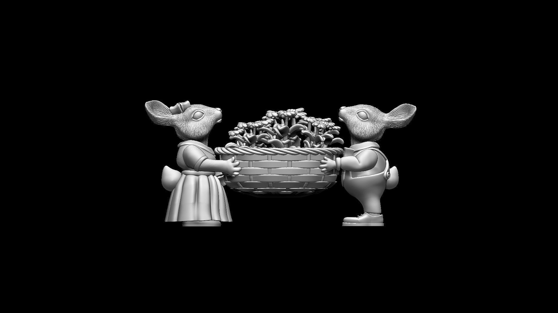 garden rabbits 3D print model_17