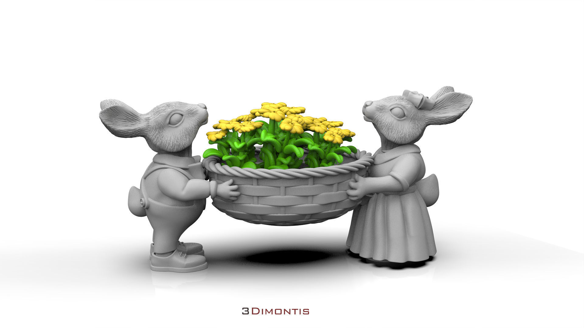 garden rabbits 3D print model_15